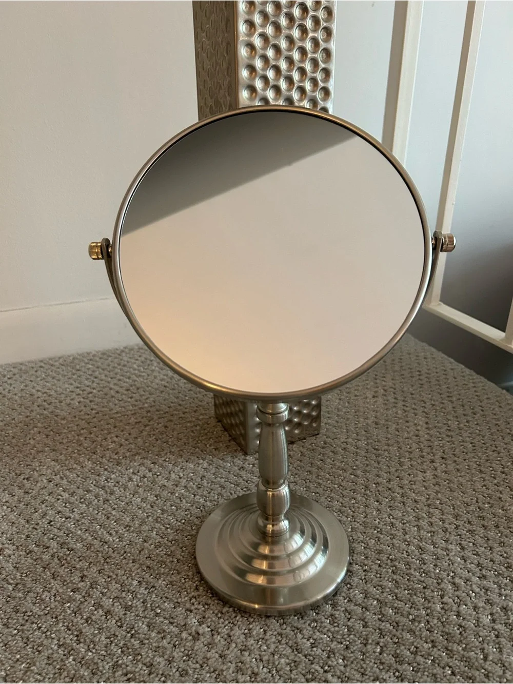 Zadro Two-Sided Tabletop Vanity Mirror in Satin Nickel Finish